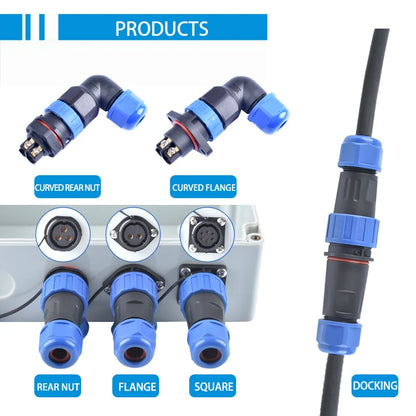 LD Series IP68 Waterproof Connector - Male Plug & Female Socket - Panel Mount Aviation Plug for Wire Cable - Available in Various Pin Configurations