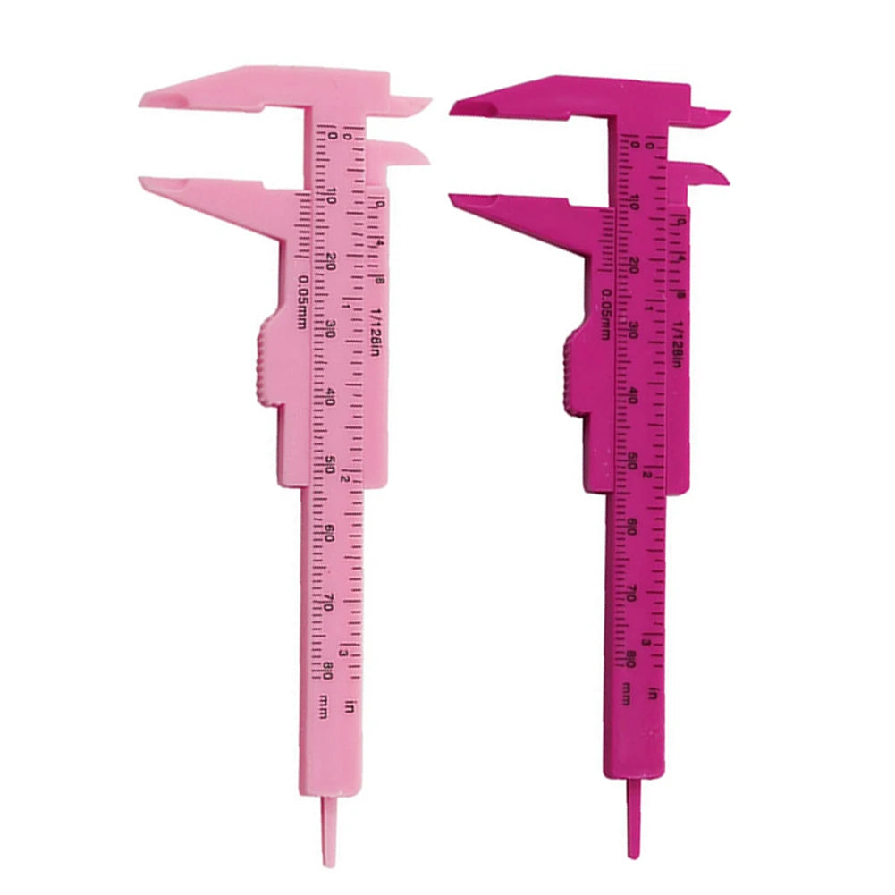 Rose Pink Double Scale Sliding Gauge 0-80mm - Permanent Makeup Tool for Tattoo Eyebrow and Lip Measuring