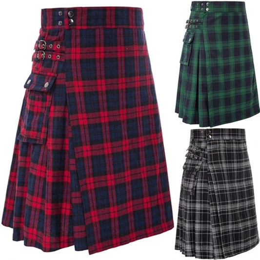 Men's Traditional Highland Tartan Kilt - Short Skirt, Practical Design for Everyday Wear