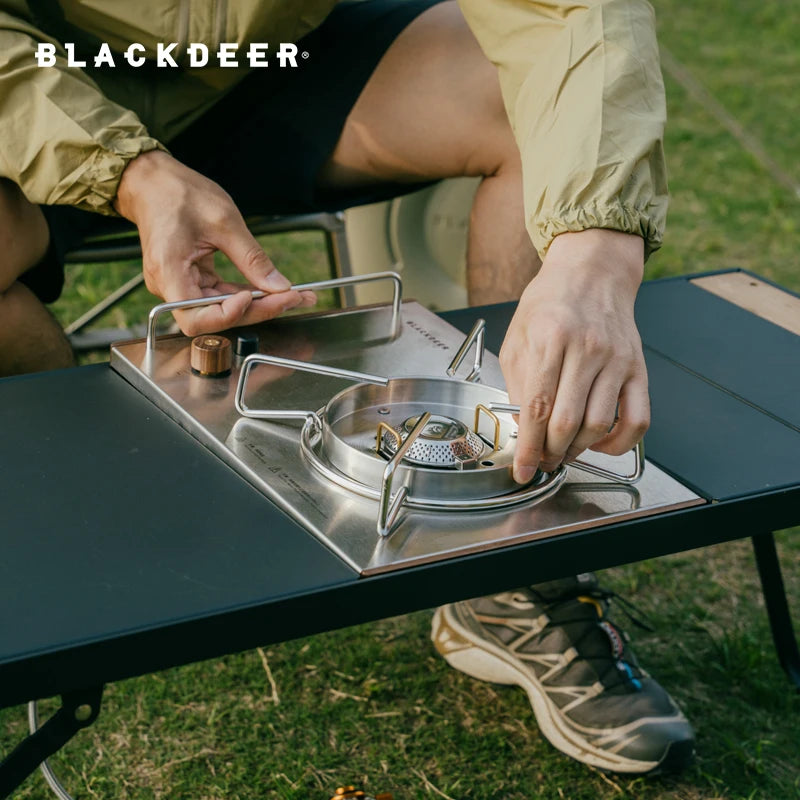 BLACKDEER Camping Folding Aluminum Alloy IGT Table | Multifunctional Portable BBQ Grill & Wood Table | Outdoor Picnic & Fishing