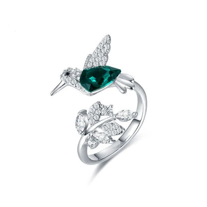 Fashionable Green Hummingbird Ring - Adjustable Opening, Niche Design, Hot Selling New Product