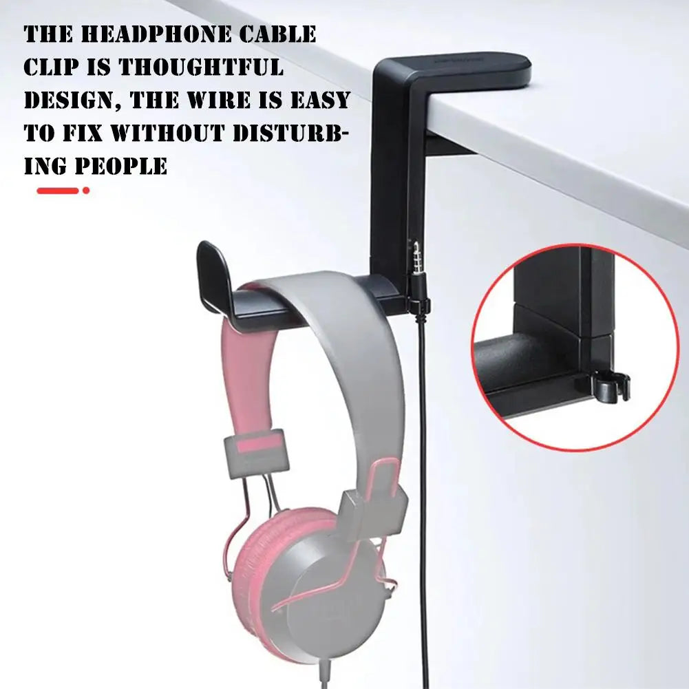 360° Rotating Headphone Stand: Desktop Headset Holder for PC Gaming - Desk Hanger Hook for Earphones and Controllers