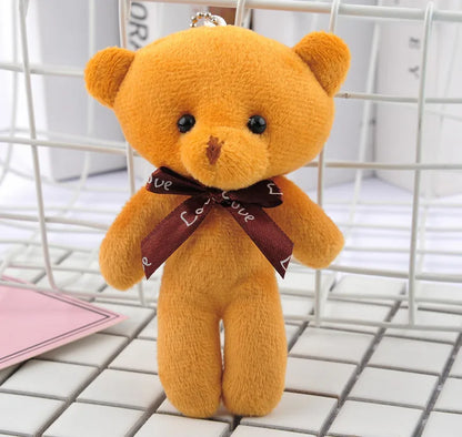 50pcs Mini Bear Plush Keychains - Stuffed Toy Lot, Doll Bag Pendants, Ideal for Wedding Decorations and Kids Birthday Party Gifts