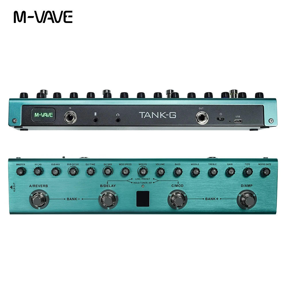 M-vave Tank-G Guitar Multi-Effects Pedal - 36 Presets, 9 Preamp Slots, 3-Band EQ, 8 IR Cab Slots, 3 Modulation/Delay/Reverb Effects