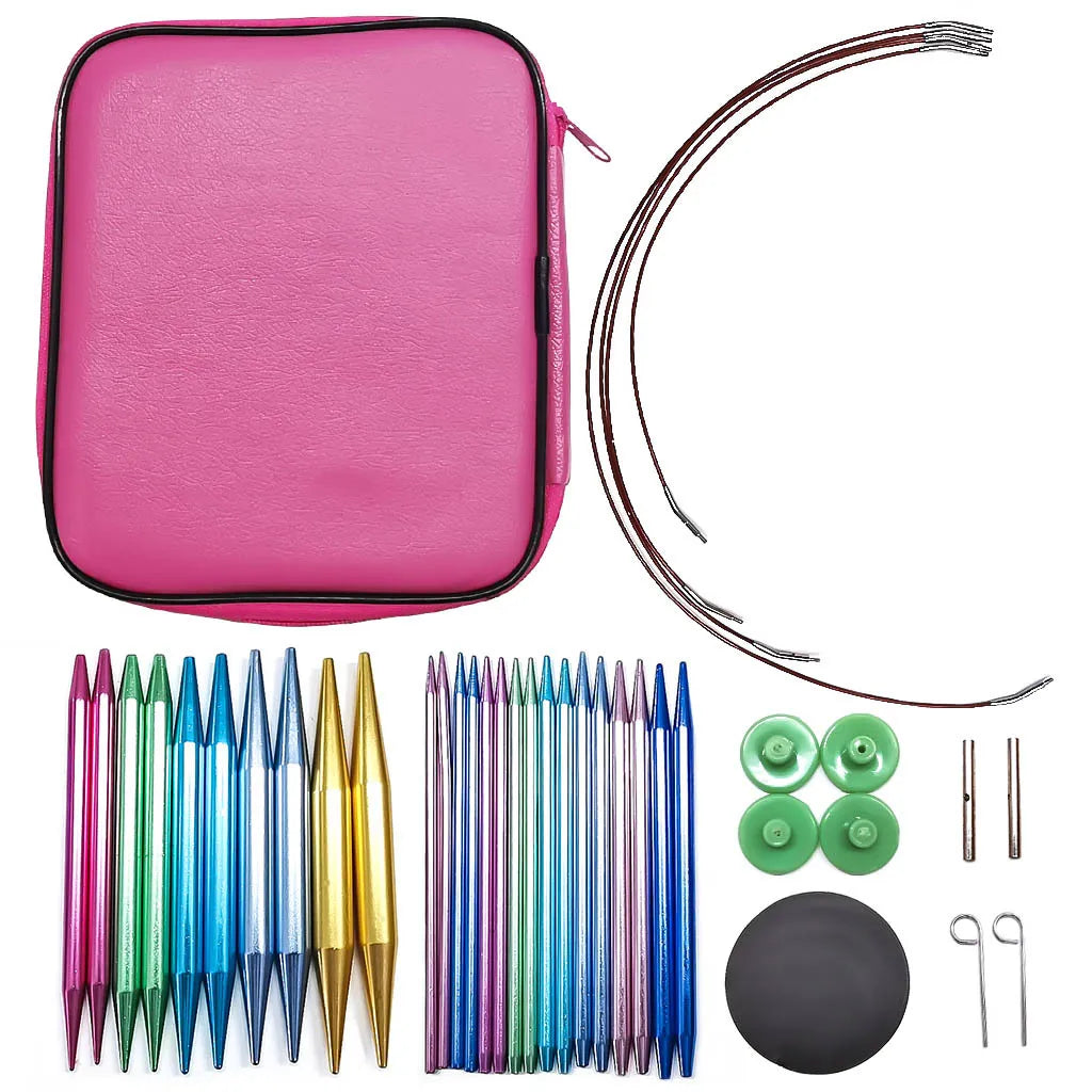 Aluminum Circular Knitting Needles Set: Interchangeable Crochet Hooks - Weaving Yarn Knitting Craft Tools Accessories Kit