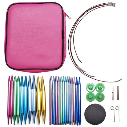 Aluminum Circular Knitting Needles Set: Interchangeable Crochet Hooks - Weaving Yarn Knitting Craft Tools Accessories Kit