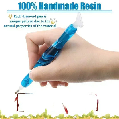 5D DIY Diamond Pen Spot Drill Set – Multifunctional Resin Diamond Embroidery Tool with 5 Pen Heads for Easy Application