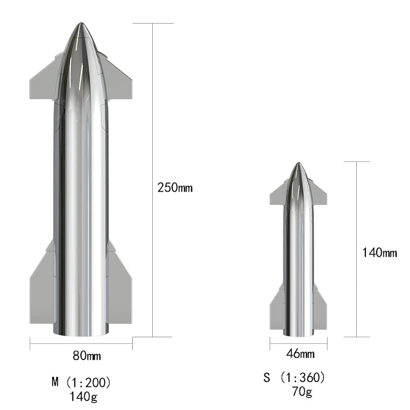 SpaceX Starship Rocket Model - Metallic Texture Falcon Heavy and Dragon Spacecraft Toy, NASA-Themed Desktop Ornament