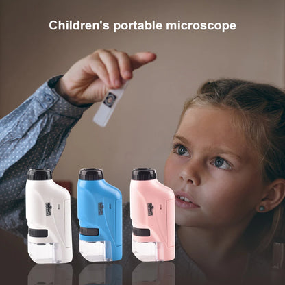 Mini Pocket Microscope Kit: 60-120X Lab Handheld Microscope with LED Light - Battery Powered, Ideal for Kids Science Experiments