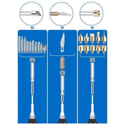 Adjustable Temperature Wood Burning Pyrography Pen Kit - Electric Soldering Iron for Wood Embossing and Carving - EU Plug