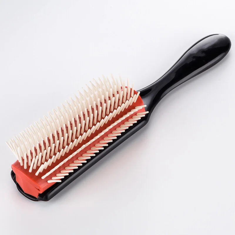 9-Row Detangling Hair Brush: Denman Detangler & Scalp Massager for Straight, Curly, Wet Hair - Professional Hair Comb