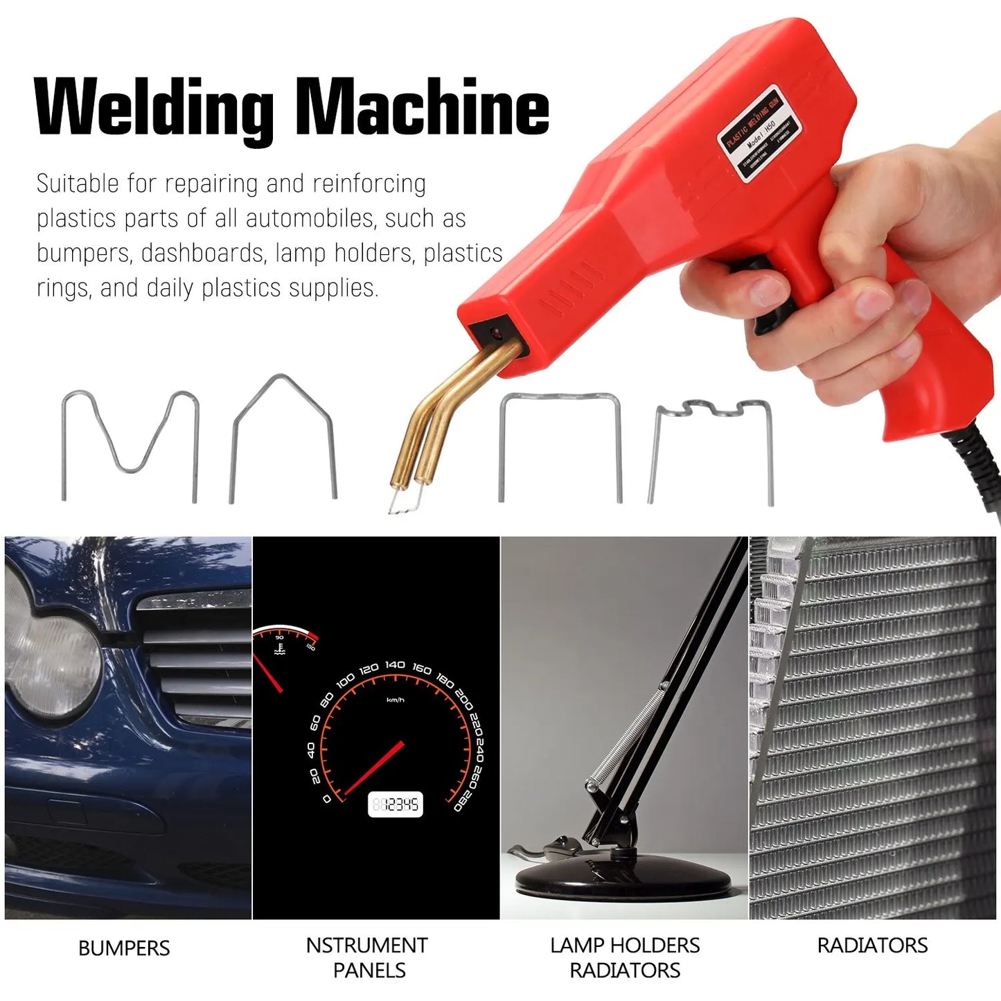 Red Plastic Welder: 50W Hot Nail Gun with 200/400/800 Nails - Car Bumper Repair Kit & Garage Nailer for PVC Machine Welding