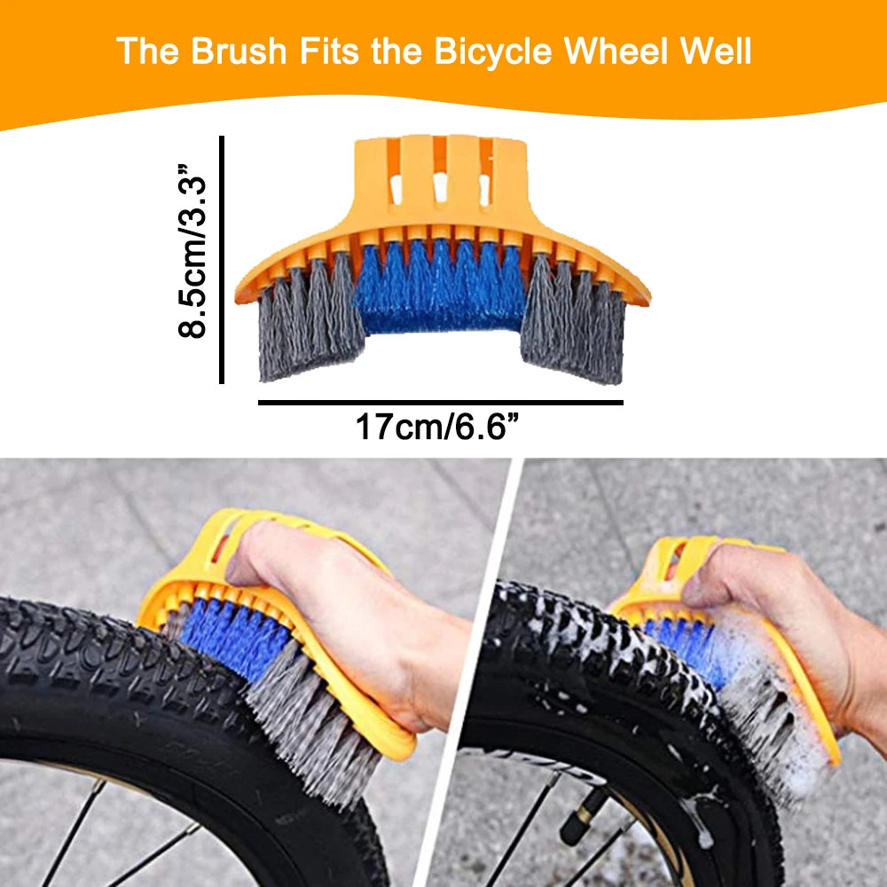 Bicycle Chain Cleaner Brush Wash Tool Set: MTB & Road Bike Gear Grunge Brush for Chain Protection & Maintenance