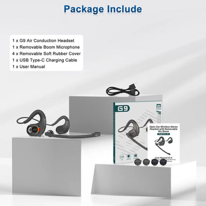 Open Ear Trucker Headphones with Detachable Microphone - Wireless Bluetooth Headsets for Business Office and Cell Phones