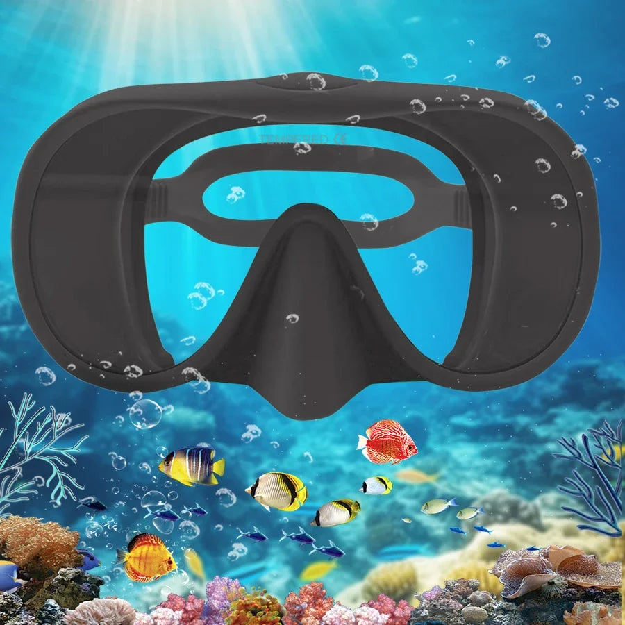 Anti-Fog Diving Facial Mirror - 180° Snorkeling Mask with Respiratory Tube for Deep Water Diving