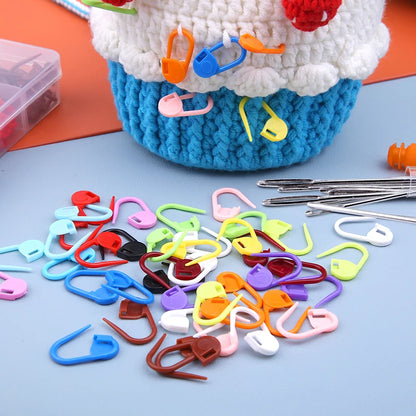 Colorful Plastic Needle Clip Hook Set: Mixed Locking Stitch Markers with Box - Essential Knitting and Crochet Accessories