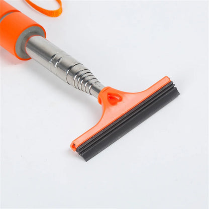 Stainless Steel Telescopic Car Rearview Mirror Wiper: Retractable Layered Brush Head Window Wash Cleaning Brush - Handheld Wiper