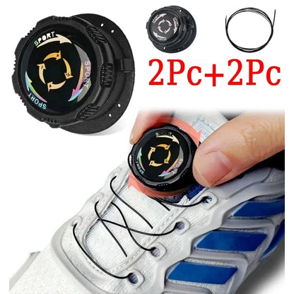 Metal Wire Swivel Automatic Buckle No-Tie Shoelaces - Quick Lock Rope Laces for Kids and Adults Sneakers