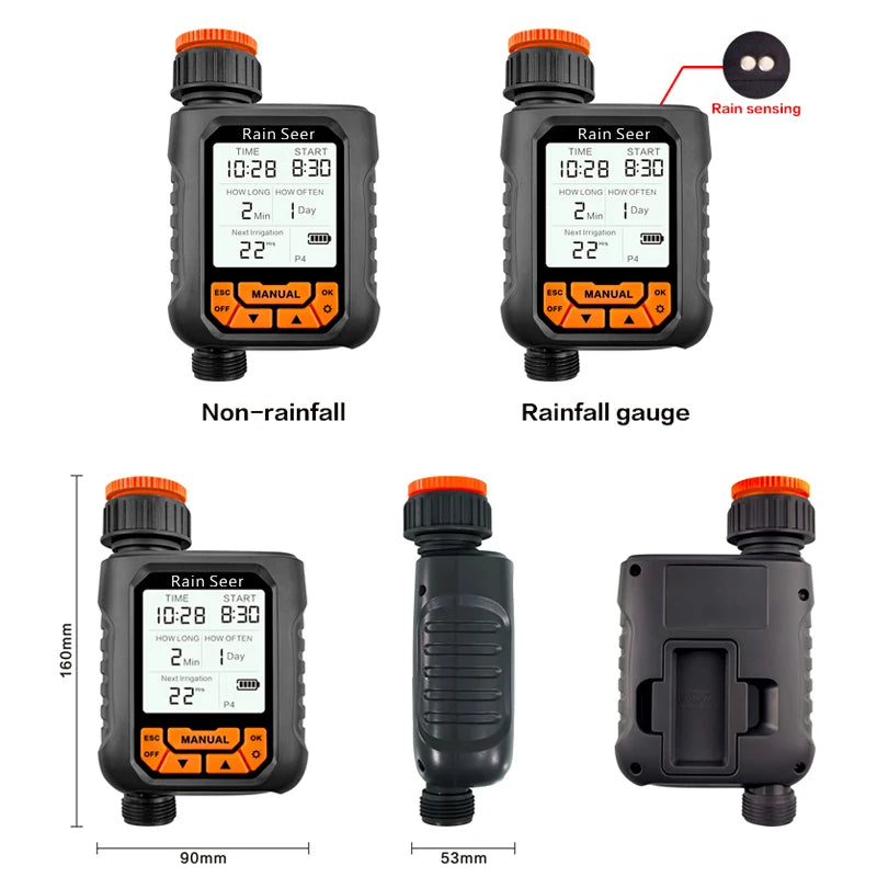 Rain Seer Large LCD Display Water Timer - Waterproof IP65 Automatic Irrigation Controller for Home and Garden