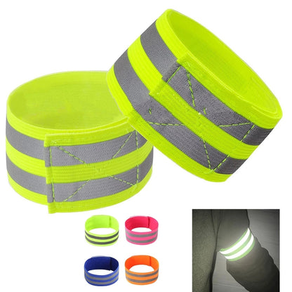 2 Piece LED Reflective Armbands Set - Safety Light Straps for Night Running, Cycling, and Walking