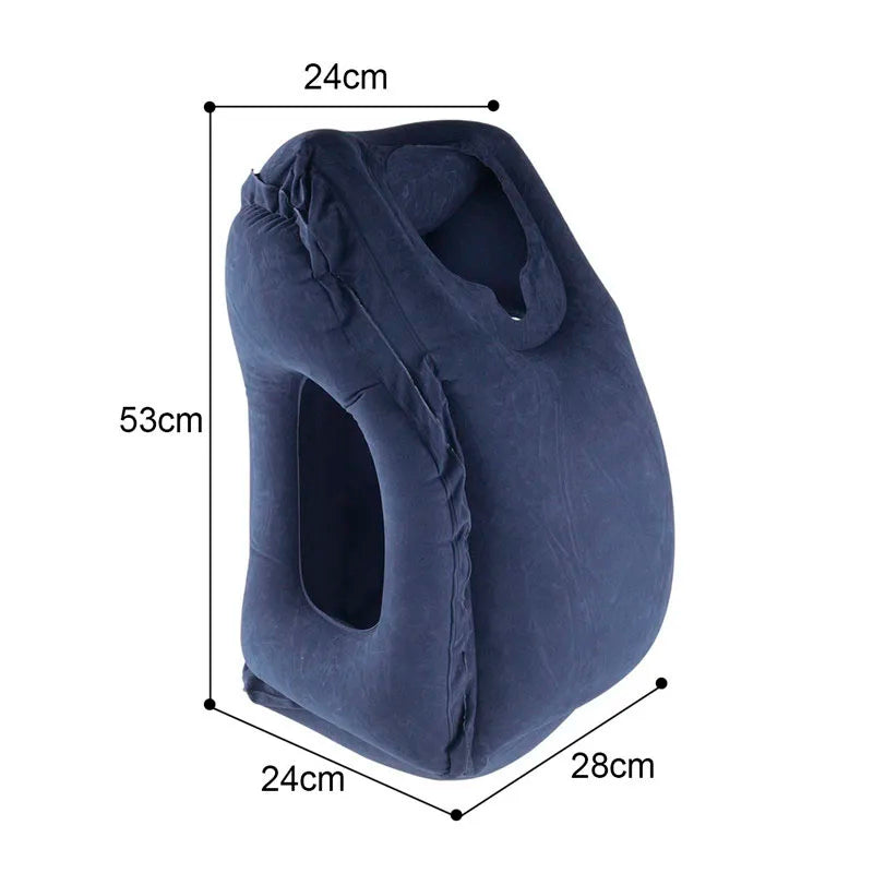 Portable PVC Inflatable Air Travel Pillow - Headrest Chin Support Cushion for Airplane, Car, Office - Neck Nap Pillows