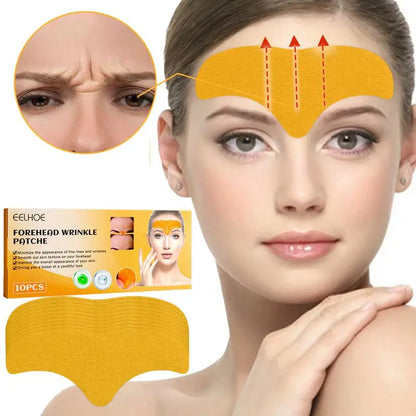 10pcs Anti-Wrinkle Forehead Gel Patches - Firming Mask for Frown Lines, Face Skin Care Stickers with Collagen, Natural Anti-Aging Solution