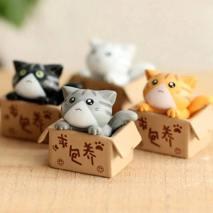 4pcs Mini Cat Ornaments - Cute Garden Kitten Statues for Kids, Baby Room, Miniature Figurines, Kawaii Home Decoration Gift