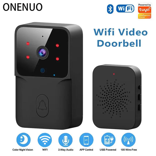 ONENUO WiFi Doorbell - Tuya Wireless Home Doorbell with Camera, DC/AC Battery Powered, Compatible with Alexa and Google