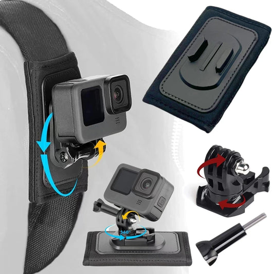 Backpack Shoulder Strap 360° Rotate Buckle Mount: Quick Release for GoPro Hero 10-5, DJI Action 2 Camera Accessory