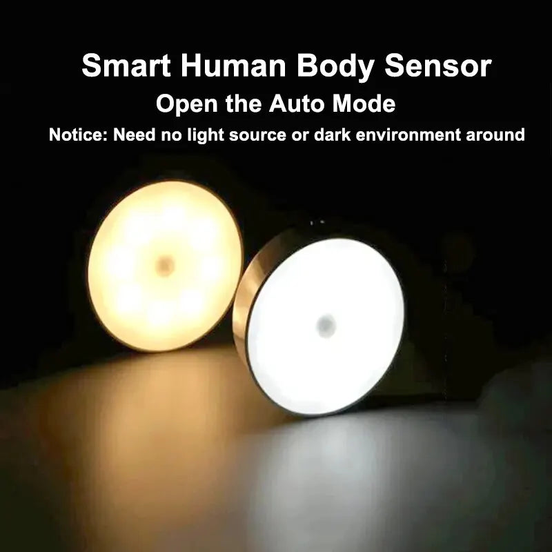 LED Smart Human Body Sensor Night Lamp - Emergency Automatic Lighting with USB Charging, Wireless Magnetic Suction, Use Night Light