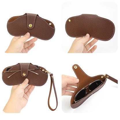 Soft Leather Sunglasses Bag: Portable Anti-Scratch Case with Hanging Neck Strap - Sunglasses Storage for Women and Men