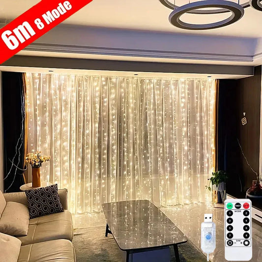 USB String Lights – Holiday Wedding Fairy Light Garland for Bedroom, 3/4/6M Remote Control LED Curtain Christmas Decoration