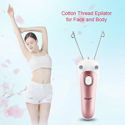 USB Rechargeable Women's Hair Remover - Cotton Thread Body Epilator for Legs, Arms, and Neck, Lady Beauty Shaver