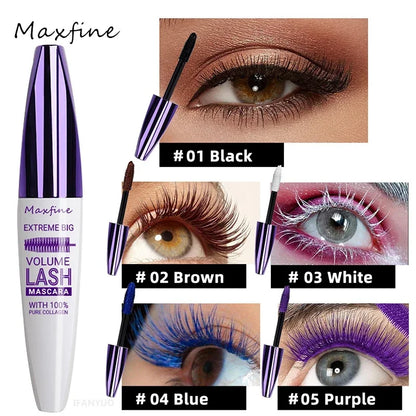 Colorful 5D Volume Mascara – Waterproof, Quick Dry, Blue & Purple Curling and Lengthening Eyelash Silk Extension Cream