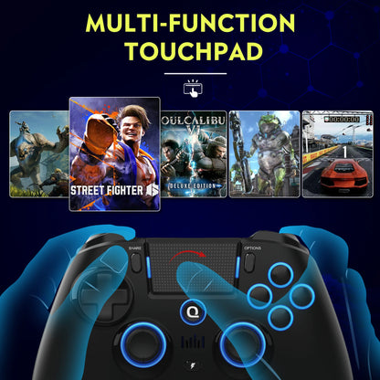 QRD Spark N5 Wireless Controller – Compatible with PS4, PS3, PS2, iOS, Android, PC | Hall Effect Gamepad with 9-Color LED Lights and Vibration Effect