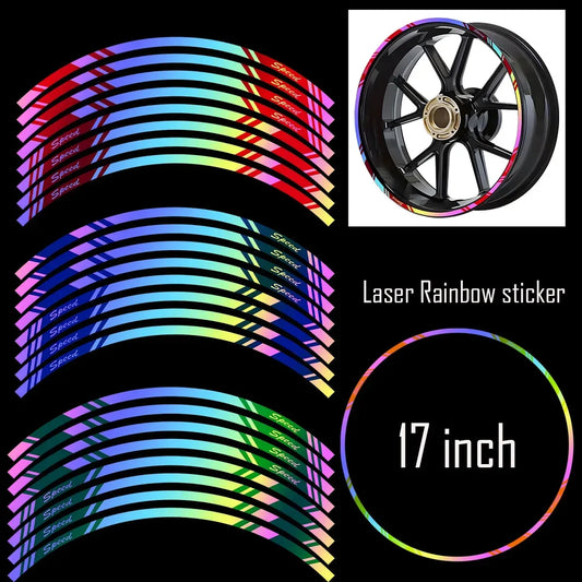 17" Rainbow Rim Tape: Car Styling Strips for Motocross Bike Wheels - Stickers Compatible with Kawasaki, Honda, Yamaha, Suzuki, KTM, Ducati