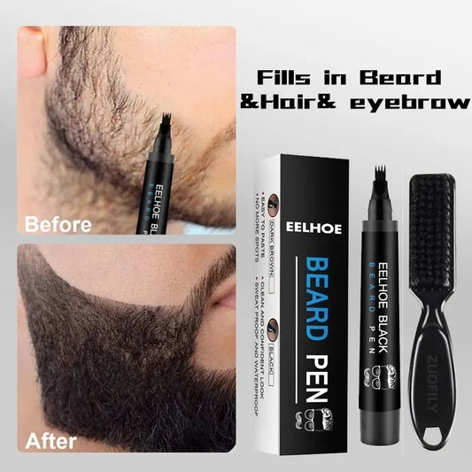 Boost Your Look: Hot Sale Beard Filling Pen Kit - Enhance, Color, and Shape with Waterproof Black/Brown Hair Pencil - Complete Beard Repair Tools