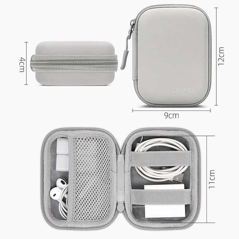 Portable Mini Hard Shell Storage Bag: Artificial Leather Organizer for Digital Gadgets - Earphones, Charger, Data Cable, U Disk