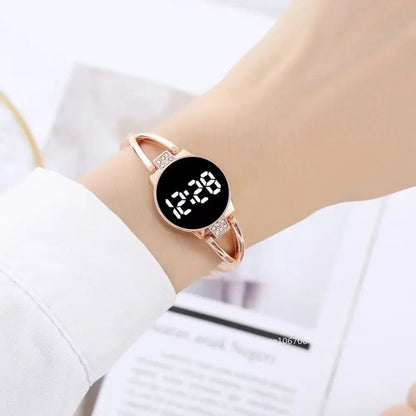 LED Fashion Watch for Women – Touch Screen Steel Band Bracelet Watch, Simple Style Electronic Timepiece for Students