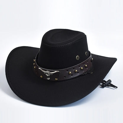 Vintage Artificial Suede Western Cowboy Hat - Big-Edge Gentleman and Cowgirl Jazz Cap for Holidays, Parties, and Cosplay