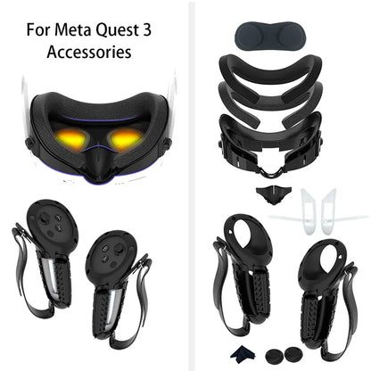 Meta Quest 3 VR Comfort Kit: Durable PU Leather Face Mask Cover with Ice Silk Fabric Pad for Enhanced Comfort