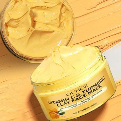 Turmeric and Vitamin C Clay Mask - Deep Cleansing, Hydrating Facial for Dark Spots, Acne, and Even Skin Tone