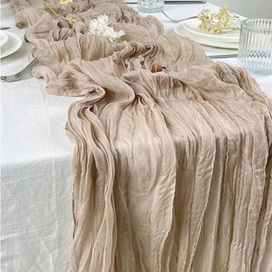 Semi-Sheer Sage Gauze Table Runner - Vintage Cheesecloth Decor for Weddings, Banquets, and Holiday Celebrations