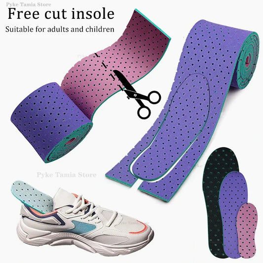 Cuttable Insoles for Shoes - Universal Soft, Comfortable and Breathable Sport Inserts with Shock Absorption, 50/150cm for Adults and Kids