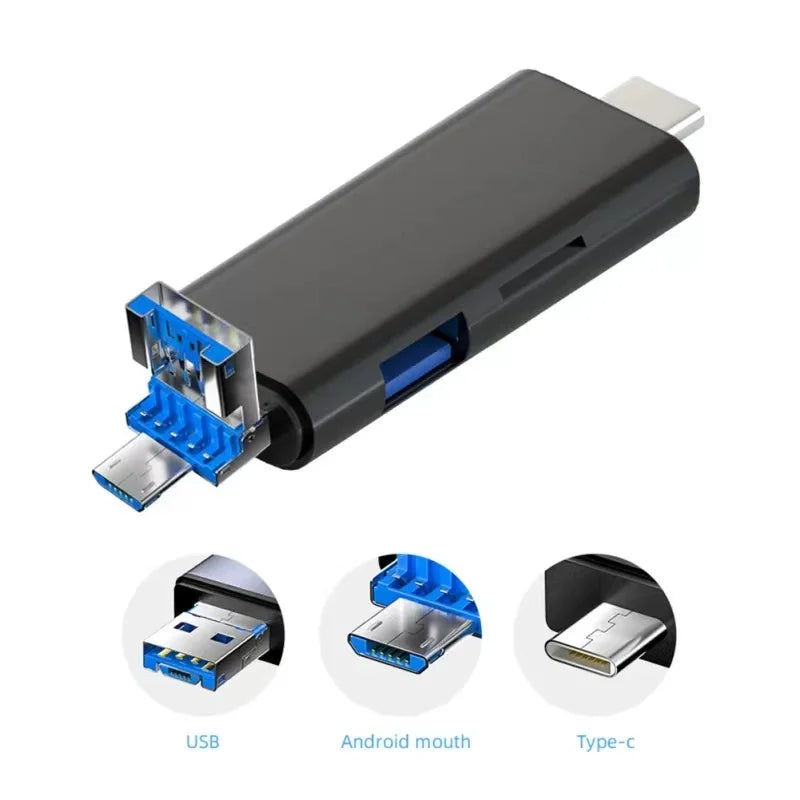 5-in-1 Multifunction USB 3.0 Type-C and Micro USB SD/TF Memory Card Reader - For Android, iPhone, Computer Dock, OTG Adapter