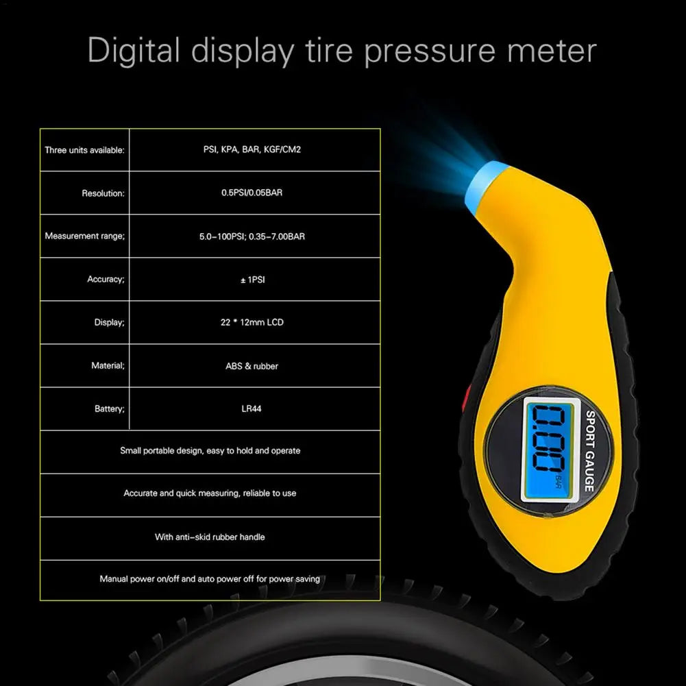 Digital Tire Pressure Gauge LCD: Car Bike Truck Auto Air PSI Meter Tester Tyre