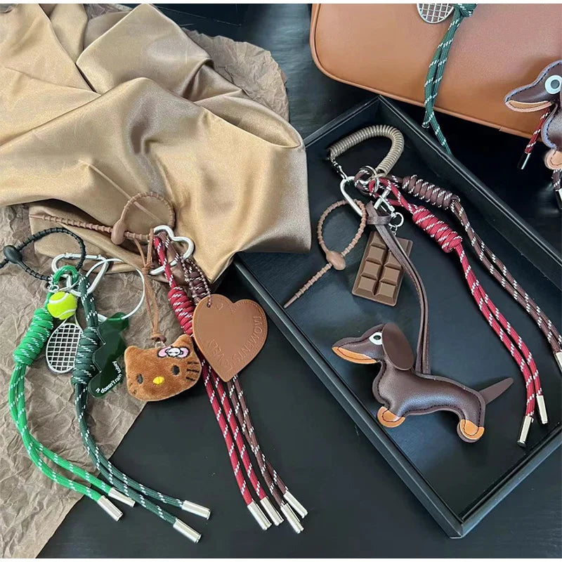 Braided Rope Dachshund Bag Pendant Keychain - Ruth's Style, Suitable for Phone and Bag Accessories