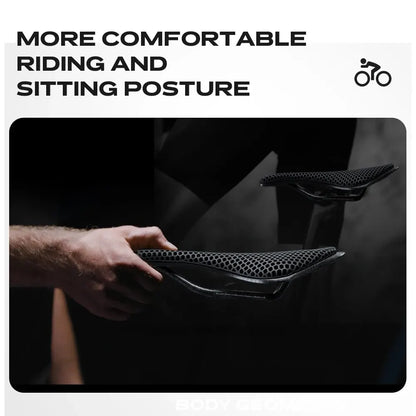 RYET Ultralight Carbon Fiber Bike Saddle | 3D Printed Hollow Design for Comfortable Breathable Cycling - MTB & Road Bicycle Seating Parts