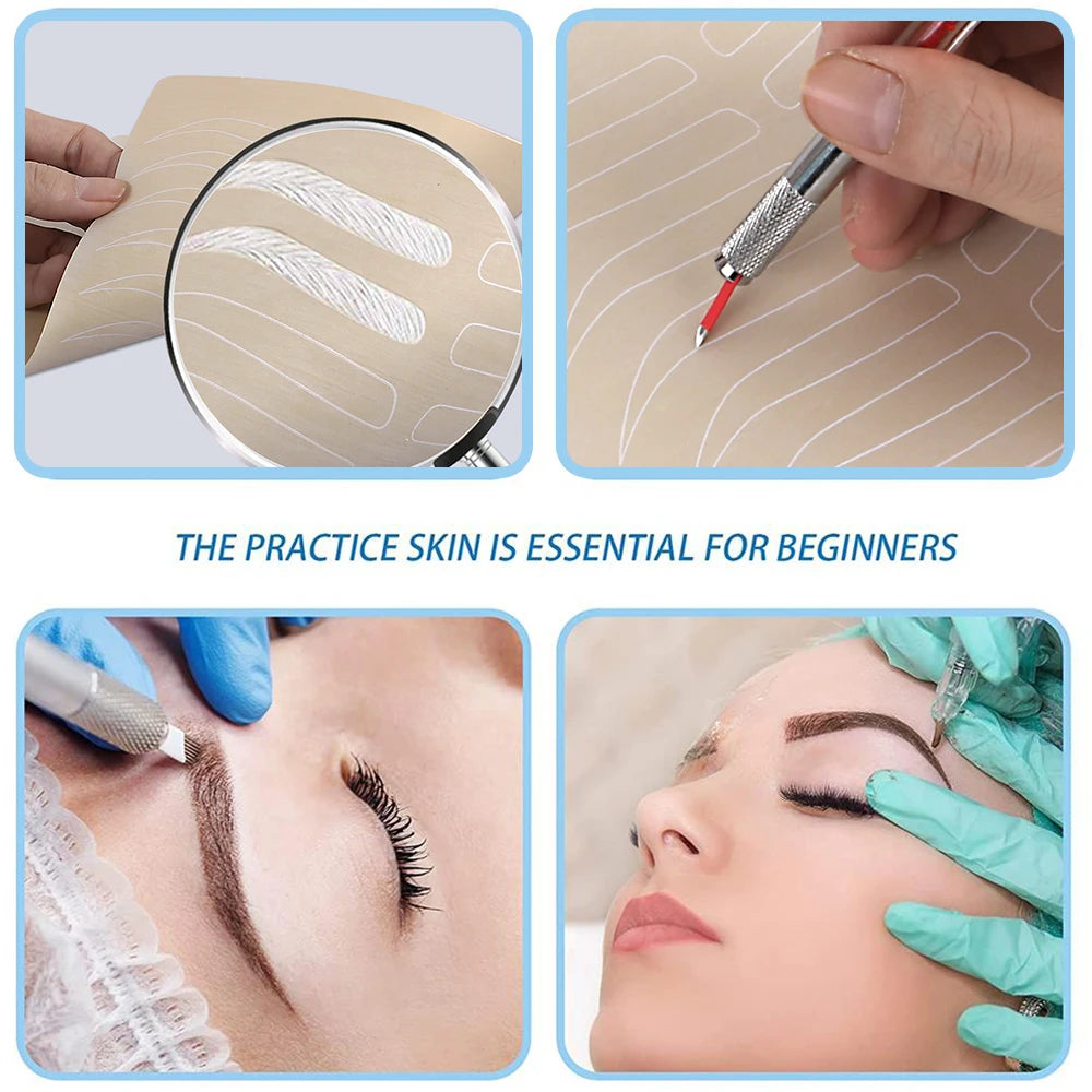 5pcs Permanent Makeup Tattoo Eyebrow Latex Practice Skin: PMU Tattoo Training Learning for Eyebrow Inkless Microblading