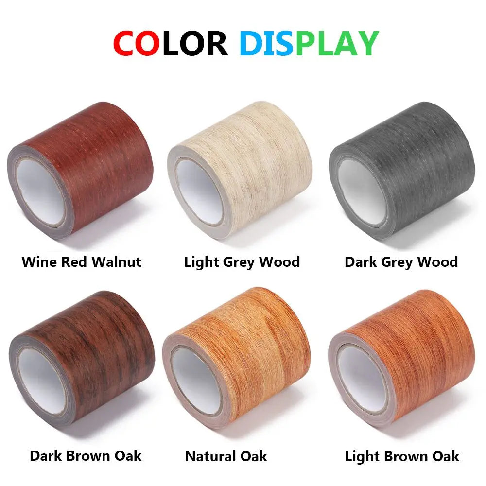 5M Realistic Wood Grain Repair Adhesive Duct Tape - Floor & Furniture Renovation Skirting Line Sticker for Home Decoration